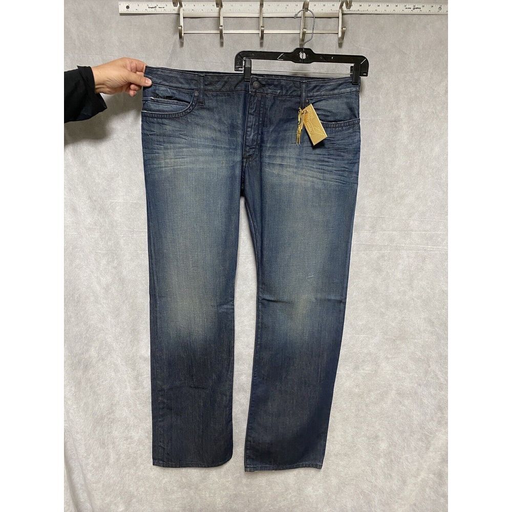 NWT Robin's Jeans Men 44 R‎ Pocket Long Flap Swarovski Rhinestone Studs Straight - Picture 2 of 16